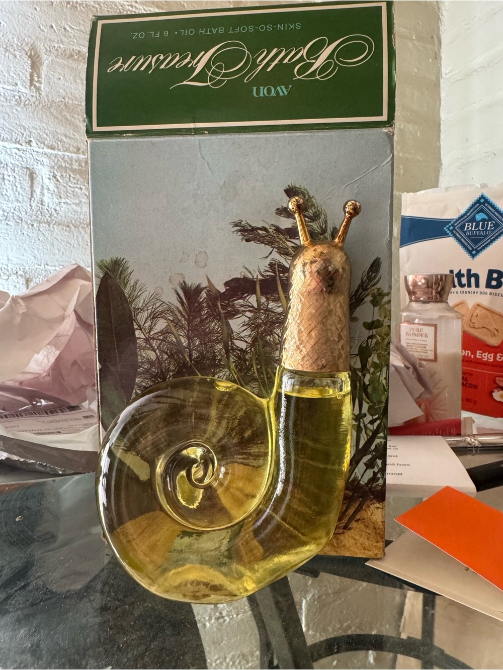 Avon Yellow Glass Snail with Gold-Tone Accents